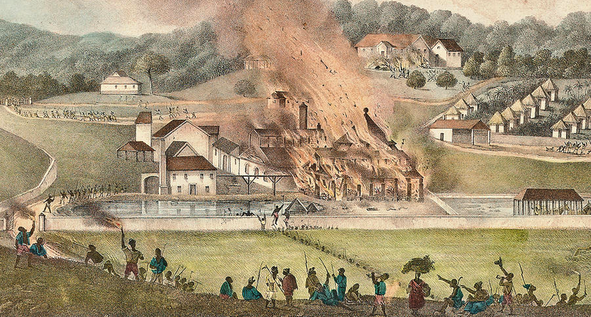 Picture of the burning of Roehampton Estate during the Baptist War