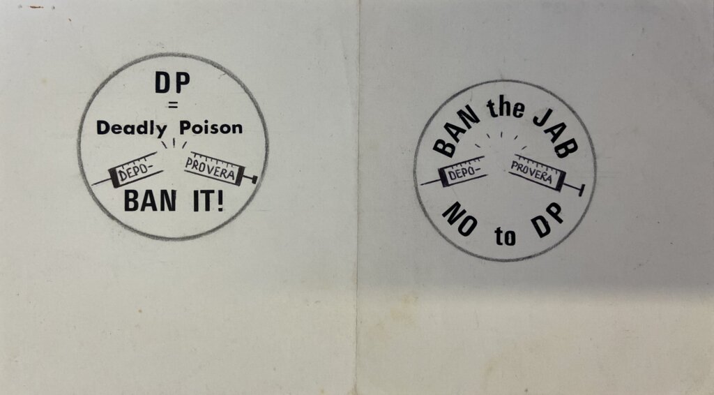 A logo for the 'Ban the Jab' campaign that depicts a broken syringe and the words 'DP = Deadly Poison BAN IT!'.