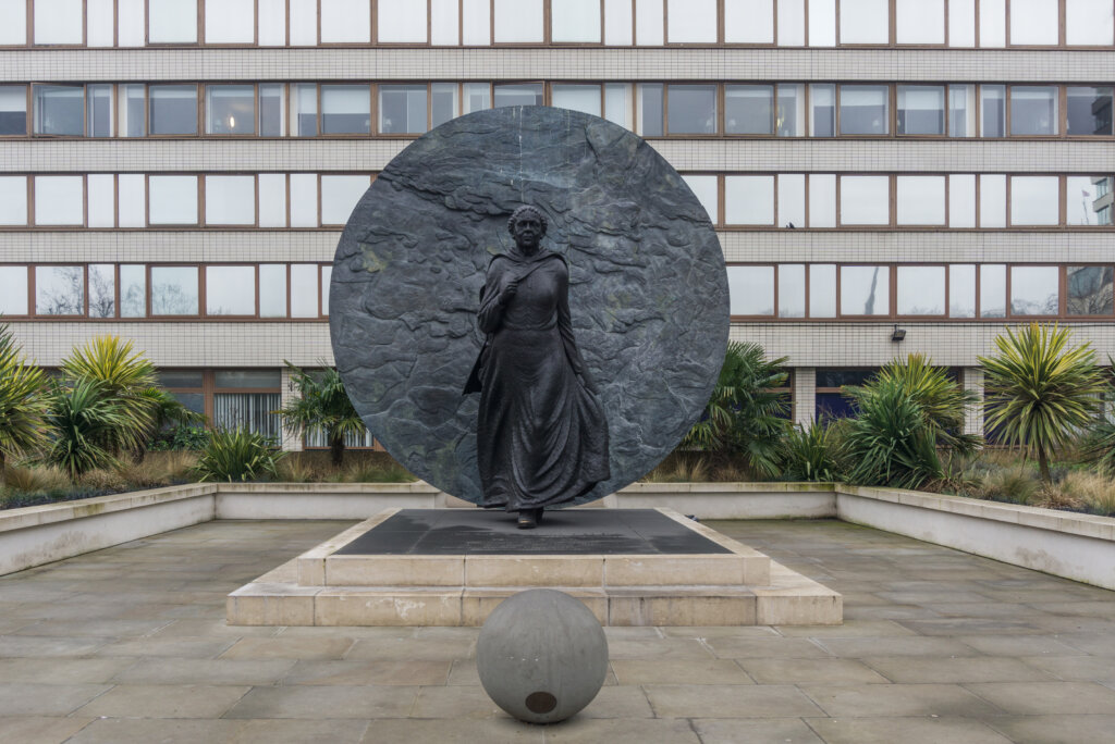 A 16-foot bronze statue of Mary Seacole outside St Thomas' Hospital.