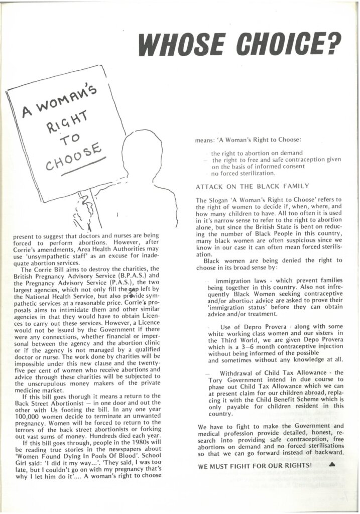 Speak Out article from issue 3 entitled 'Abortion Bill - Fight the new proposals'
