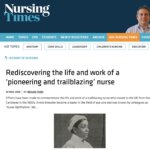 Screen shot of Nursing Times article about Annie Brewster's grave restoration.